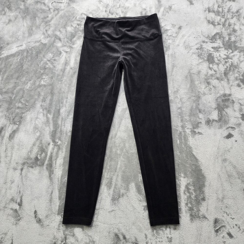Time And Tru Leggings Womens S Black Velvet Ankle Pull On Stretch Casual Holiday